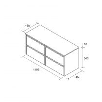 Ensemble NOJA 120cm meuble 4 tiroirs Blanc brillant + plan (vasques & miroir en option) - Salgar Réf. 105516