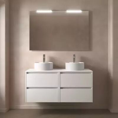 Ensemble NOJA 120cm meuble 4 tiroirs Blanc satin� + plan (vasques & miroir en option) - Salgar R�f. 105517