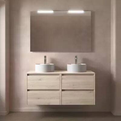 Ensemble NOJA 120cm meuble 4 tiroirs Ch�ne naturel + plan (vasques & miroir en option) - Salgar R�f. 105522