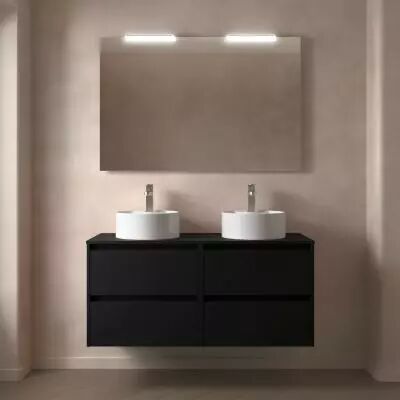 Ensemble NOJA 120cm meuble 4 tiroirs Noir satin� + plan (vasques & miroir en option) - Salgar R�f. 105518