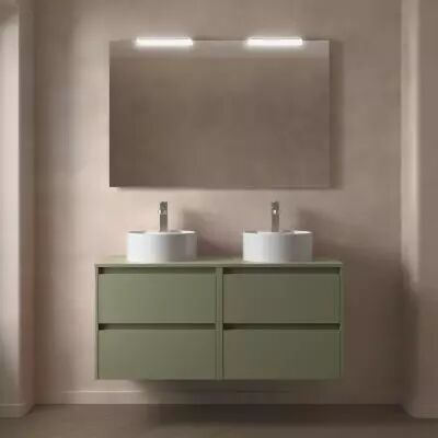 Ensemble NOJA 120cm meuble 4 tiroirs Vert satin� + plan (vasques & miroir en option) - Salgar R�f. 105520