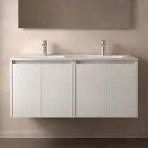 Ensemble NOJA 121cm meuble 4 portes Blanc brillant + vasque (miroir en option) - SALGAR R&eacute;f. 105050