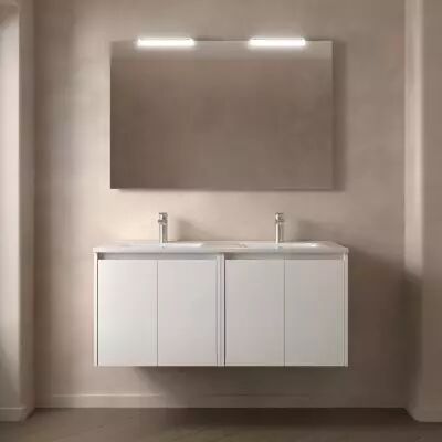 Ensemble NOJA 121cm meuble 4 portes Blanc brillant + vasque (miroir en option) - Salgar R�f. 105086