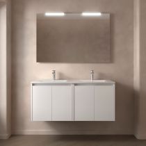 Ensemble NOJA 121cm meuble 4 portes Blanc brillant + vasque (miroir en option) - Salgar Réf. 105086