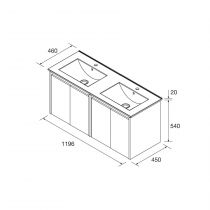 Ensemble NOJA 121cm meuble 4 portes Blanc brillant + vasque (miroir en option) - Salgar Réf. 105086