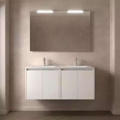 Ensemble NOJA 121cm meuble 4 portes Blanc satin� + vasque (miroir en option) - Salgar R�f. 105087