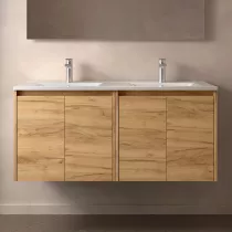 Ensemble NOJA 121cm meuble 4 portes Ch&ecirc;ne africain + vasque (miroir en option)  - SALGAR R&eacute;f. 105057