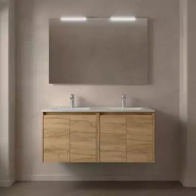 Ensemble NOJA 121cm meuble 4 portes Ch�ne Africain + vasque (miroir en option) - Salgar R�f. 105093