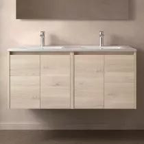 Ensemble NOJA 121cm meuble 4 portes Ch&ecirc;ne naturel + vasque (miroir en option) - SALGAR R&eacute;f. 105056