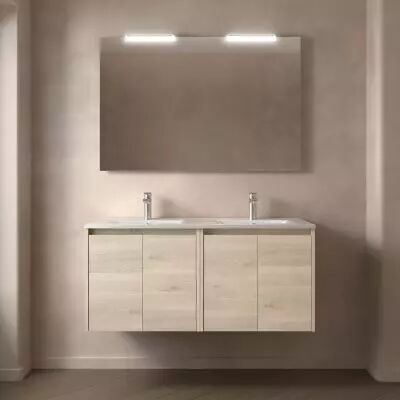 Ensemble NOJA 121cm meuble 4 portes Ch�ne naturel + vasque (miroir en option) - Salgar R�f. 105092