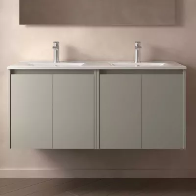 Ensemble NOJA 121cm meuble 4 portes Gris satin� + vasque (miroir en option) - SALGAR R�f. 118463