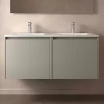 Ensemble NOJA 121cm meuble 4 portes Gris satin&eacute; + vasque (miroir en option) - SALGAR R&eacute;f. 118463