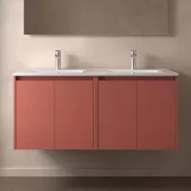 Ensemble NOJA 121cm meuble 4 portes Rouge satin&eacute; + vasque (miroir en option) - SALGAR R&eacute;f. 105055