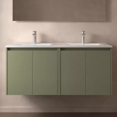 Ensemble NOJA 121cm meuble 4 portes Vert satin� + vasque (miroir en option) - SALGAR R�f. 105054