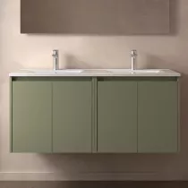 Ensemble NOJA 121cm meuble 4 portes Vert satin&eacute; + vasque (miroir en option) - SALGAR R&eacute;f. 105054