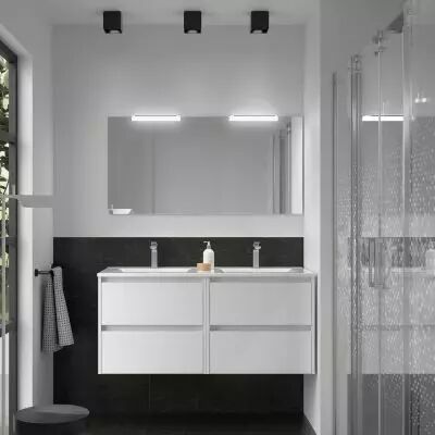 Ensemble NOJA 121cm meuble 4 tiroirs Blanc satin� + vasque (miroir en option) - Salgar R�f. 106170
