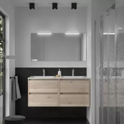 Ensemble NOJA 121cm meuble 4 tiroirs Ch�ne naturel + vasque (miroir en option) - Salgar R�f. 106175