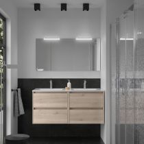 Ensemble NOJA 121cm meuble 4 tiroirs Chêne naturel + vasque (miroir en option) - Salgar Réf. 106175
