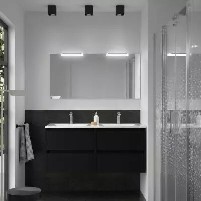 Ensemble NOJA 121cm meuble 4 tiroirs Noir satin� + vasque (miroir en option) - Salgar R�f. 106171