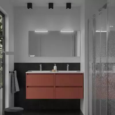 Ensemble NOJA 121cm meuble 4 tiroirs Rouge satin� + vasque (miroir en option) - Salgar R�f. 106174