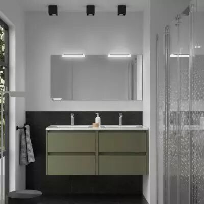 Ensemble NOJA 121cm meuble 4 tiroirs Vert satin� + vasque (miroir en option) - Salgar R�f. 106173