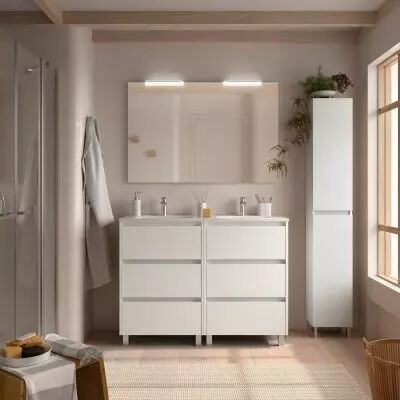 Ensemble NOJA 121cm meuble 6 tiroirs Blanc satin� + vasque (miroir en option) - Salgar R�f. 106287