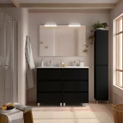 Ensemble NOJA 121cm meuble 6 tiroirs Noir satin� + vasque (miroir en option) - Salgar R�f. 106288