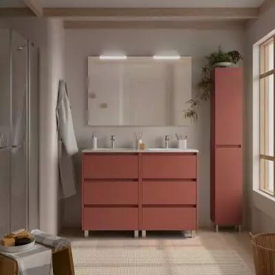 Ensemble NOJA 121cm meuble 6 tiroirs Rouge satin� + vasque (miroir en option) - Salgar R�f. 106291