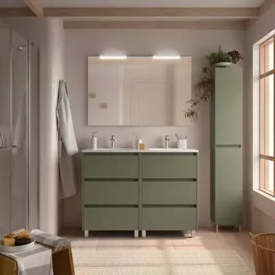 Ensemble NOJA 121cm meuble 6 tiroirs Vert satin� + vasque (miroir en option) - Salgar R�f. 106290