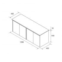 Ensemble NOJA 140cm meuble 4 portes Blanc brillant + plan (vasques & miroir en option) - Salgar Réf. 105570