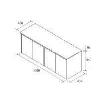Ensemble NOJA 140cm meuble 4 portes Blanc brillant + plan (vasques & miroir en option) - Salgar R&eacute;f. 105570