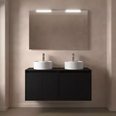 Ensemble NOJA 140cm meuble 4 portes Noir satin� + plan (vasques & miroir en option) - Salgar R�f. 105572