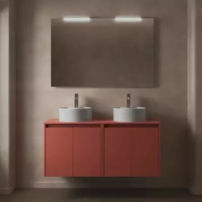 Ensemble NOJA 140cm meuble 4 portes Rouge satin� + plan (vasques & miroir en option) - Salgar R�f. 105575