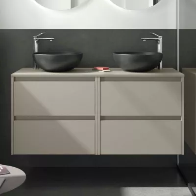 Ensemble NOJA 140cm meuble 4 tiroirs Gris satin� + plan (vasques & miroirs en option) - Salgar R�f. 118511