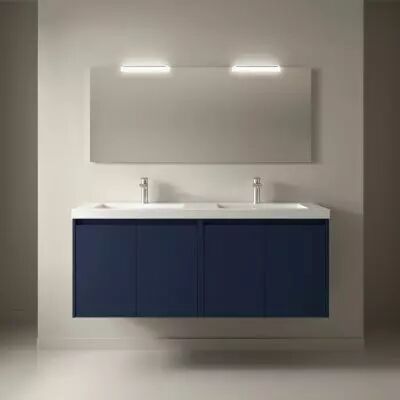 Ensemble NOJA 141cm meuble 4 portes Bleu satin� + vasque (miroir en option) - Salgar R�f. 105098