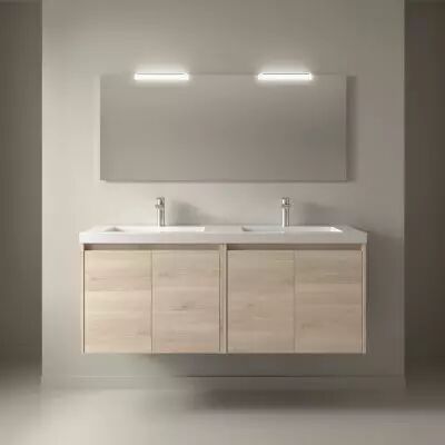 Ensemble NOJA 141cm meuble 4 portes Ch�ne naturel + vasque (miroir en option) - Salgar R�f. 105101