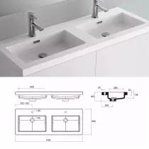 Ensemble NOJA 141cm meuble 4 portes Gris brillant + vasque (miroir en option) - SALGAR R&eacute;f. 118464
