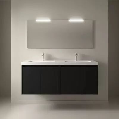 Ensemble NOJA 141cm meuble 4 portes Noir satin� + vasque (miroir en option) - Salgar R�f. 105097