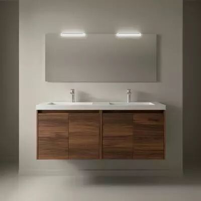 Ensemble NOJA 141cm meuble 4 portes Noyer Maya + vasque (miroir en option) - Salgar R�f. 105103