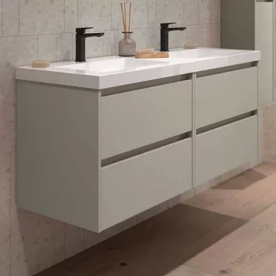 Ensemble NOJA 141cm meuble 4 tiroirs Gris satin� + vasque (miroir en option) - SALGAR R�f. 118471