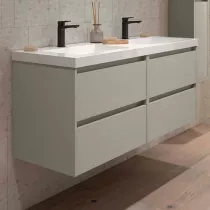 Ensemble NOJA 141cm meuble 4 tiroirs Gris satin&eacute; + vasque (miroir en option) - SALGAR R&eacute;f. 118471