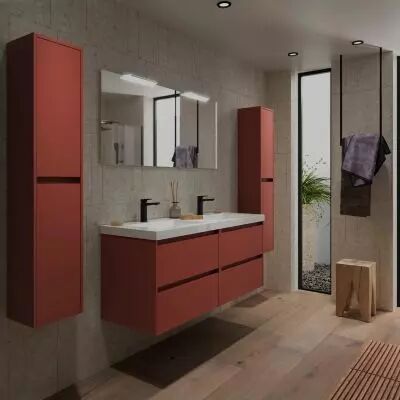 Ensemble NOJA 141cm meuble 4 tiroirs Rouge satin� + vasque (miroir en option) - Salgar R�f. 106183