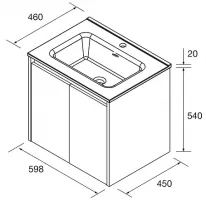 Ensemble NOJA 60cm Blanc brillant meuble 2 portes  + vasque - SALGAR R&eacute;f. 105021