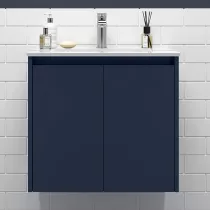 Ensemble NOJA 60cm Bleu satin&eacute; meuble 2 portes + vasque   - SALGAR R&eacute;f. 105024