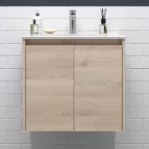 Ensemble NOJA 60cm Ch&ecirc;ne naturel meuble 2 portes + vasque - SALGAR R&eacute;f. 105027
