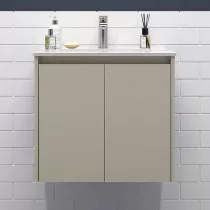 Ensemble NOJA 60cm Gris satin&eacute; meuble 2 portes + vasque - SALGAR R&eacute;f. 118460