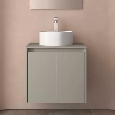 Ensemble NOJA 60cm meuble 2 portes Gris satin� + plan (vasque & miroir en option) - Salgar R�f. 118476