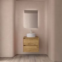 Ensemble NOJA 60cm meuble 2 tiroirs Chêne Africain + plan (vasque & miroir en option) - Salgar Réf. 105460