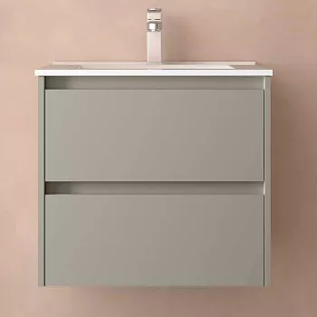 Ensemble NOJA 60cm meuble 2 tiroirs Gris satin� + vasque (miroir en option) - SALGAR R�f. 118465