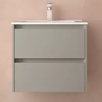 Ensemble NOJA 60cm meuble 2 tiroirs Gris satin&eacute; + vasque (miroir en option) - SALGAR R&eacute;f. 118465
